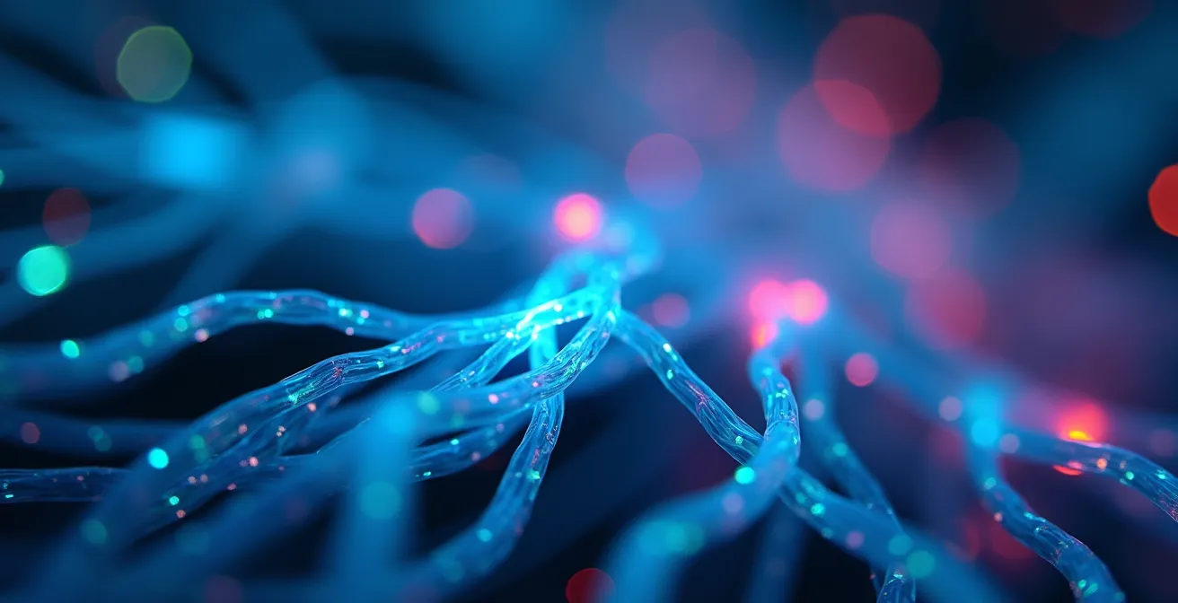 Macro shot of neural network patterns representing adaptive learning algorithms