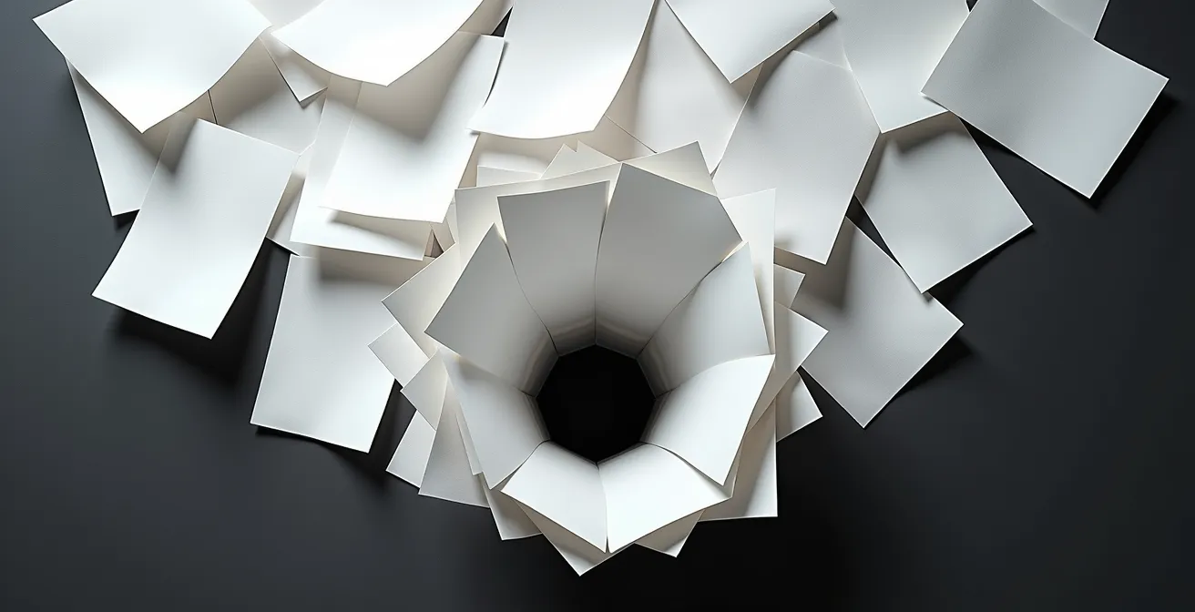 Abstract visualization of document filtering process through digital system