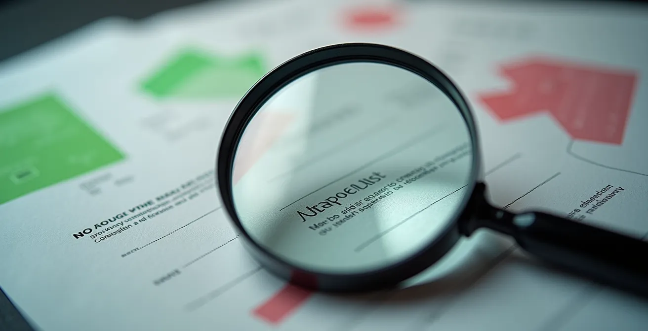 Academic documents being examined through magnifying glass with checkmarks and X marks
