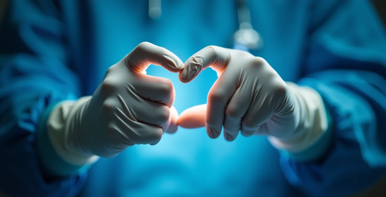 Close-up of hands manipulating virtual surgical instruments with focused repetition patterns