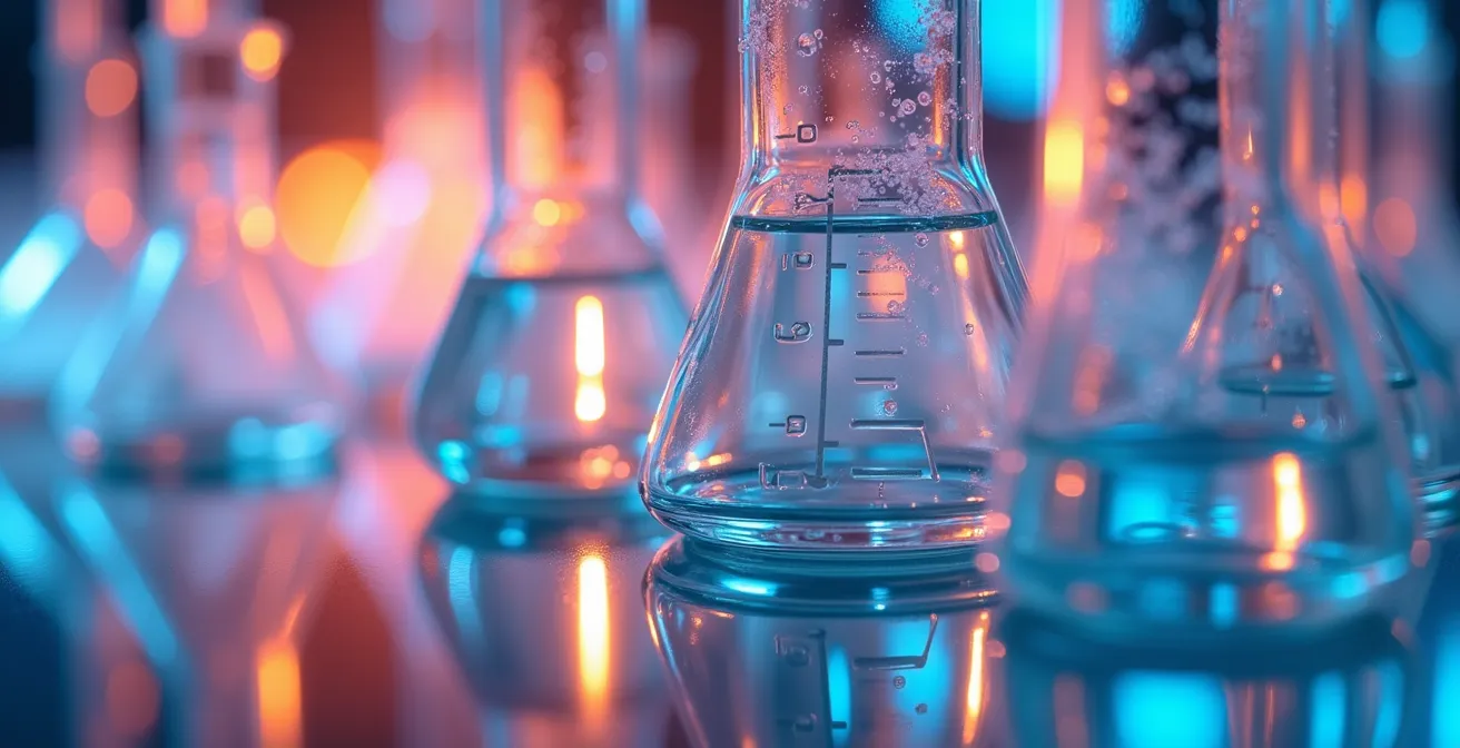 Extreme close-up of laboratory glassware surfaces showing the intricate textures and light refraction that define tactile learning.