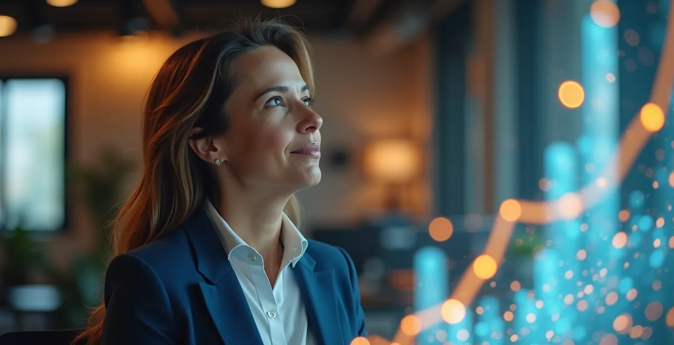 Business professional examining their skill evolution through time