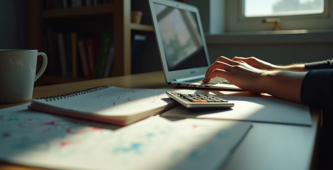Student focused on completing financial aid application at home desk